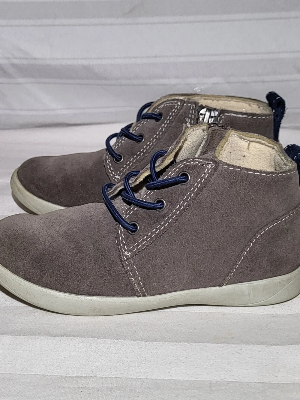 UGG Kids' Grey Suede Casual Shoes with Navy Accents
